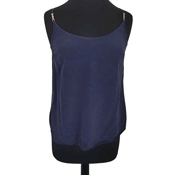 Lilly Pulitzer Silk Cami Top M Navy Gold Adjustable Straps Sleeveless - Picture 3 of 10